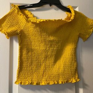 H&M yellow crop top off shoulders